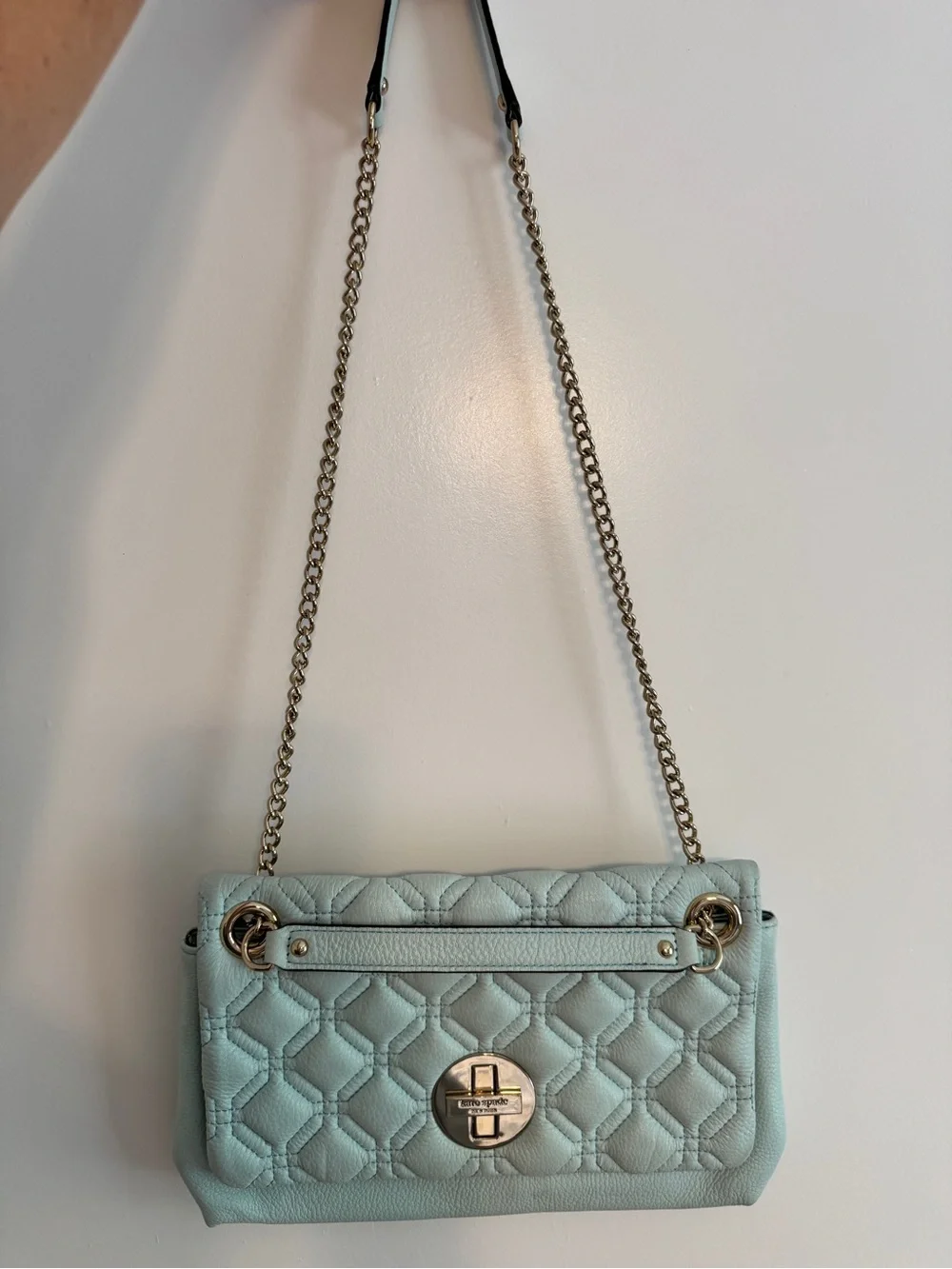 Quilted Light Blue Chain Strap Shoulder Bag